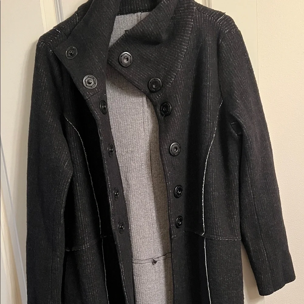 Luukaa Black Sweater Coat with High Collar Size 10 - Picture 6 of 10